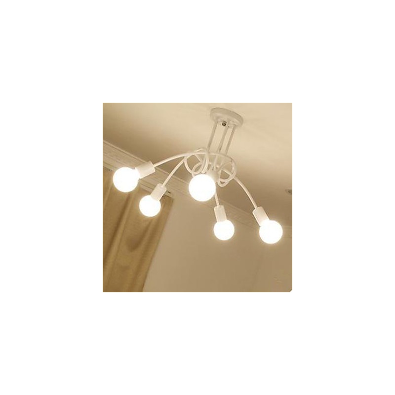 Lampadario contemporaneo compatto in metallo rosso, nero e bianco, 10 lampadine