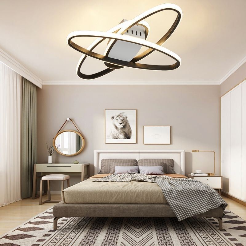 Plafoniera LED a filo Surround Planet minimalista 3 luci 55W 50×37×8 cm