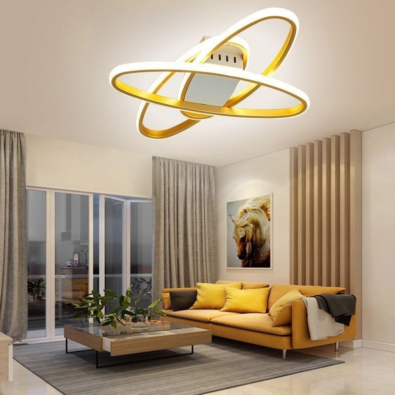 Plafoniera LED a filo Surround Planet minimalista 3 luci 55W 50×37×8 cm