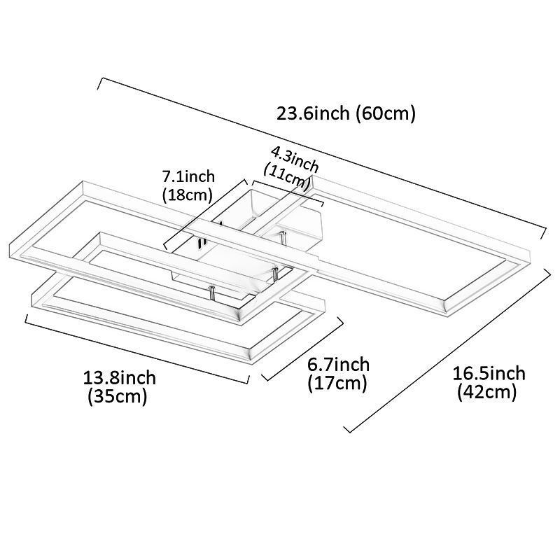 Plafoniera LED rettangolare geometrica in acrilico da montaggio a filo