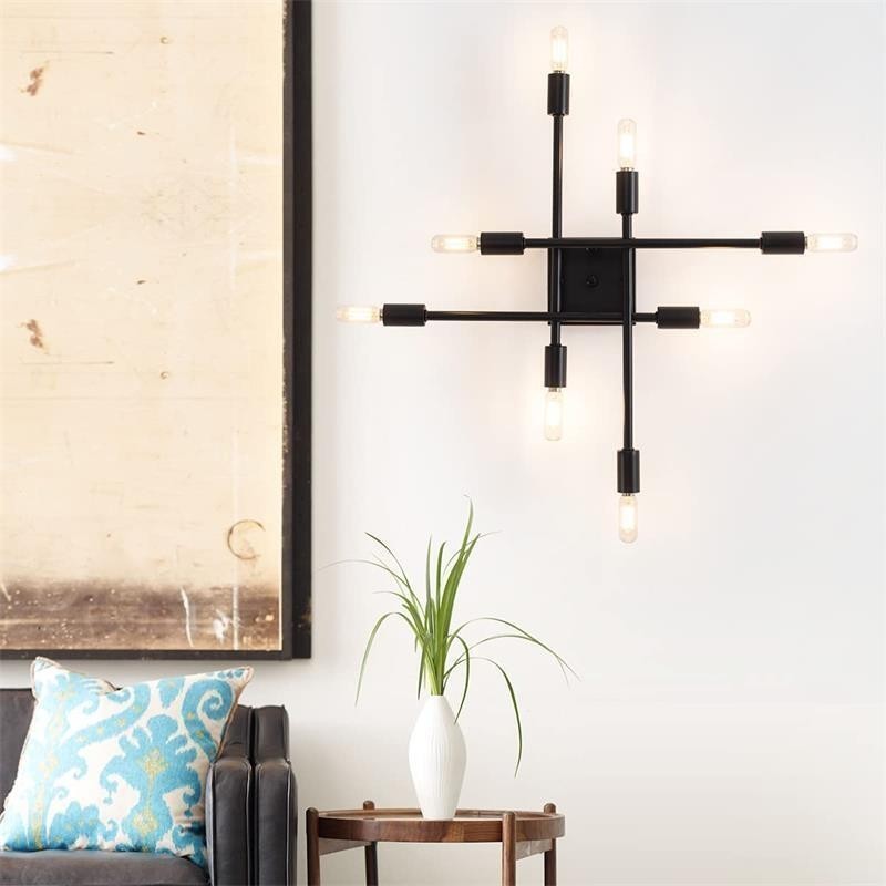 Plafoniera da soffitto a filo in stile industriale americano retrò country 8 luci E26/E27