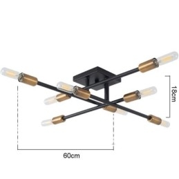 Plafoniera da soffitto a filo in stile industriale americano retrò country 8 luci E26/E27