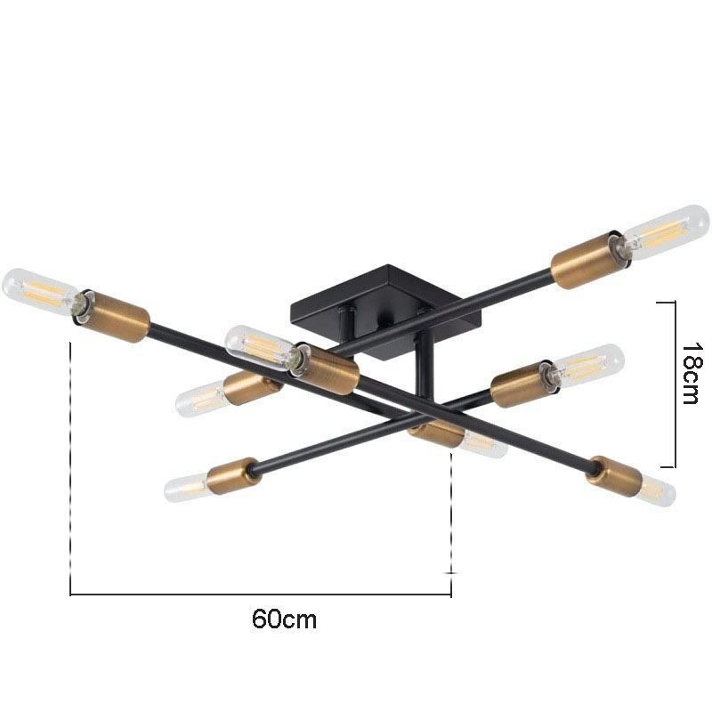 Plafoniera da soffitto a filo in stile industriale americano retrò country 8 luci E26/E27