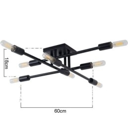 Plafoniera da soffitto a filo in stile industriale americano retrò country 8 luci E26/E27