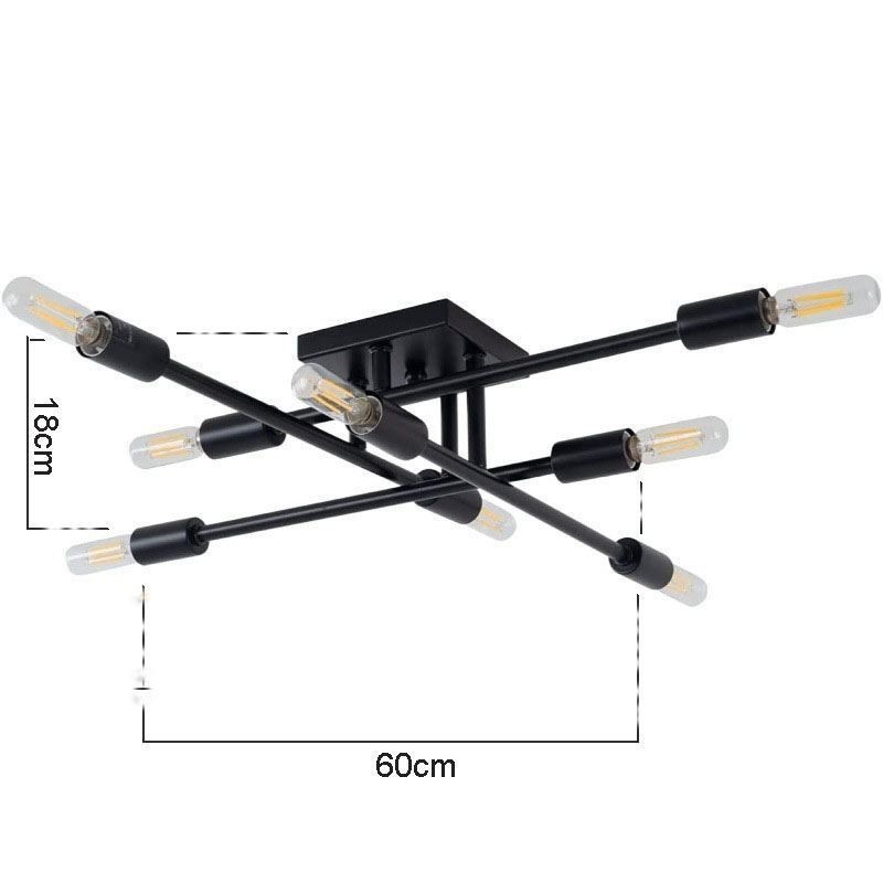 Plafoniera da soffitto a filo in stile industriale americano retrò country 8 luci E26/E27