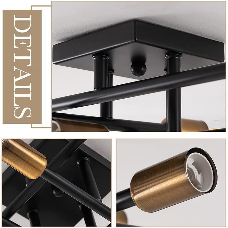 Plafoniera da soffitto a filo in stile industriale americano retrò country 8 luci E26/E27