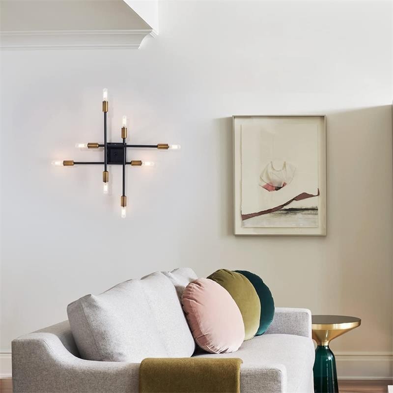 Plafoniera da soffitto a filo in stile industriale americano retrò country 8 luci E26/E27