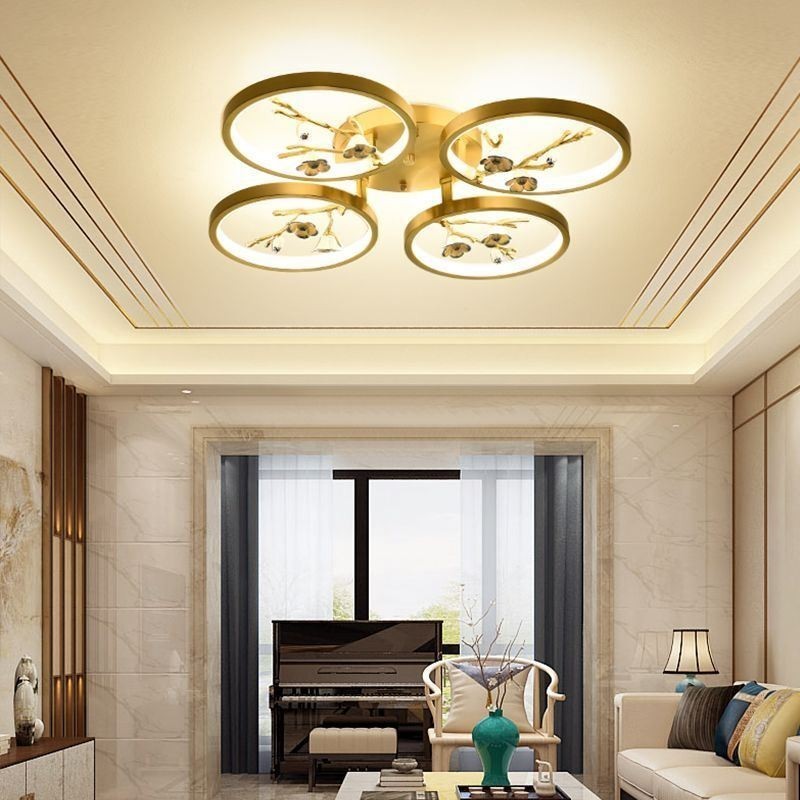 Plafoniera LED da soffitto a filo Art Branch Plum Blossom in rame