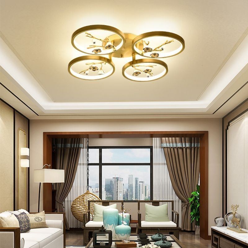 Plafoniera LED da soffitto a filo Art Branch Plum Blossom in rame