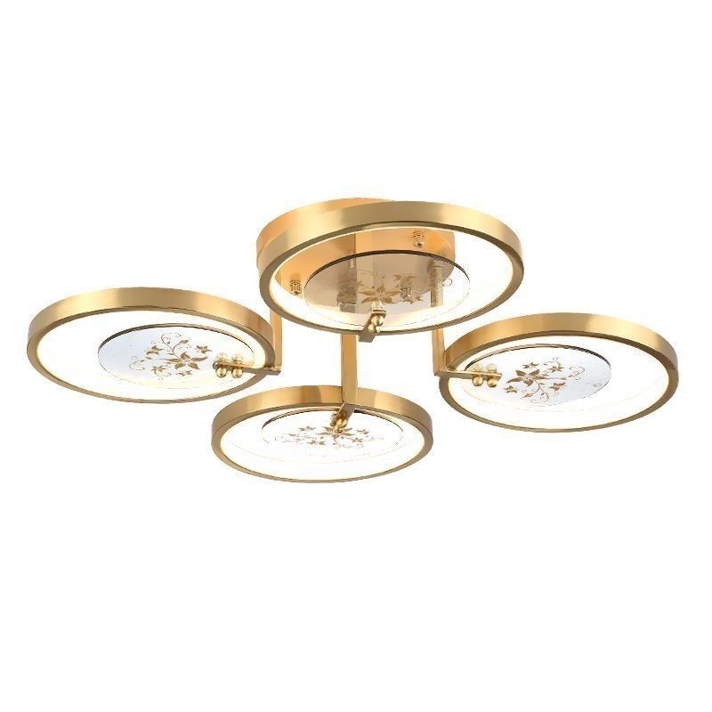 Plafoniera a filo LED con stampa artistica rame, 3/4 luci, dimmerazione tricolore