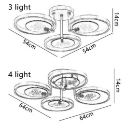Plafoniera a filo LED con stampa artistica rame, 3/4 luci, dimmerazione tricolore