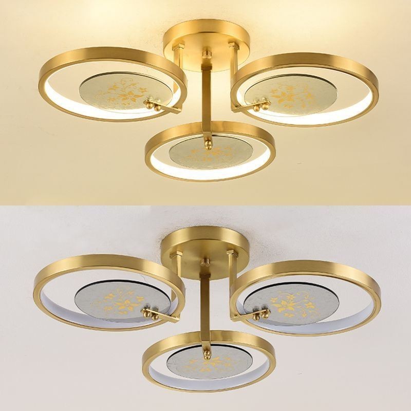 Plafoniera a filo LED con stampa artistica rame, 3/4 luci, dimmerazione tricolore