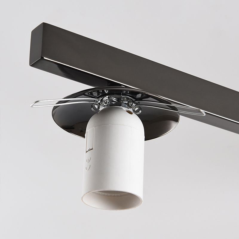 Plafoniera a filo nordica in ferro battuto e vetro, 3/4 luci, 90 x 23 cm
