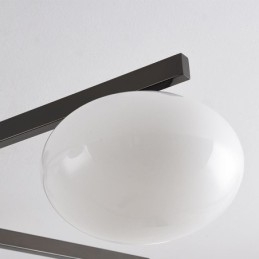 Plafoniera a filo nordica in ferro battuto e vetro, 3/4 luci, 90 x 23 cm