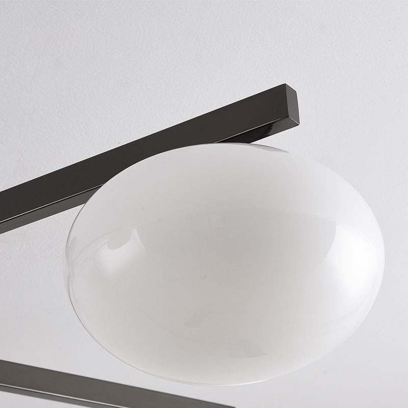 Plafoniera a filo nordica in ferro battuto e vetro, 3/4 luci, 90 x 23 cm