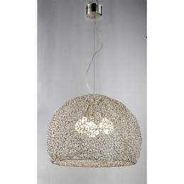 Lampadario a lanterna in metallo argento regolabile