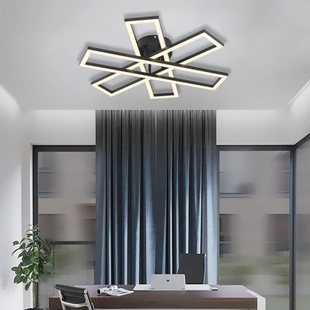 Plafoniera LED a filo minimalista a forma di mulino a vento in alluminio 3 luci 60W 4800 lm