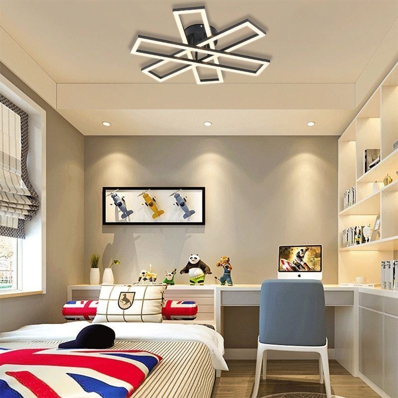 Plafoniera LED a filo minimalista a forma di mulino a vento in alluminio 3 luci 60W 4800 lm
