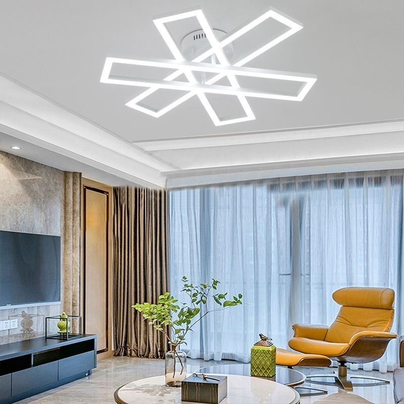 Plafoniera LED a filo minimalista a forma di mulino a vento in alluminio 3 luci 60W 4800 lm