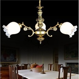 Lampadario classico europeo retrò in bronzo a tre luci