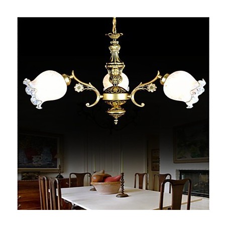 Lampadario classico europeo retrò in bronzo a tre luci