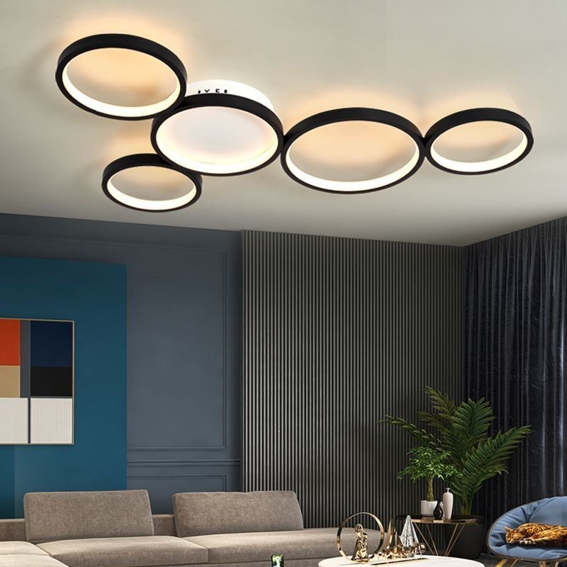 Plafoniera LED a filo moderna in alluminio 5 luci 60 W 80 x 50 x 6 cm