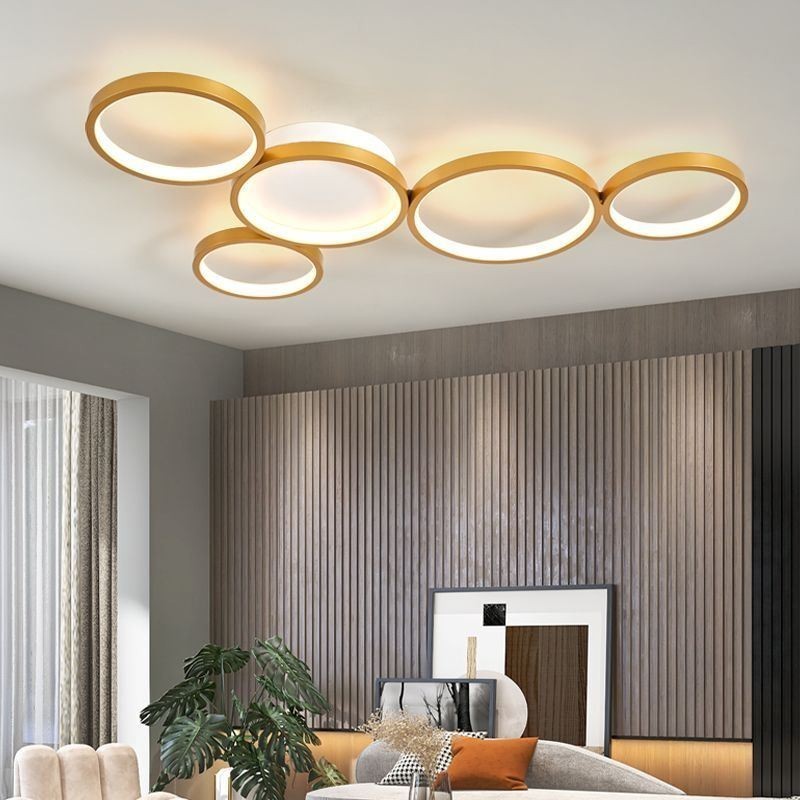 Plafoniera LED a filo moderna in alluminio 5 luci 60 W 80 x 50 x 6 cm
