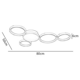 Plafoniera LED a filo moderna in alluminio 5 luci 60 W 80 x 50 x 6 cm