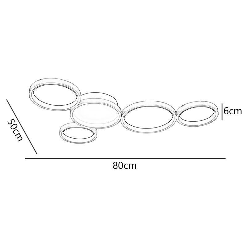 Plafoniera LED a filo moderna in alluminio 5 luci 60 W 80 x 50 x 6 cm