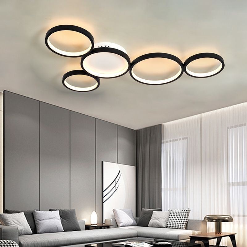 Plafoniera LED a filo moderna in alluminio 5 luci 60 W 80 x 50 x 6 cm