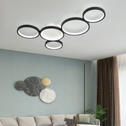 Plafoniera LED a filo moderna in alluminio 5 luci 60 W 80 x 50 x 6 cm