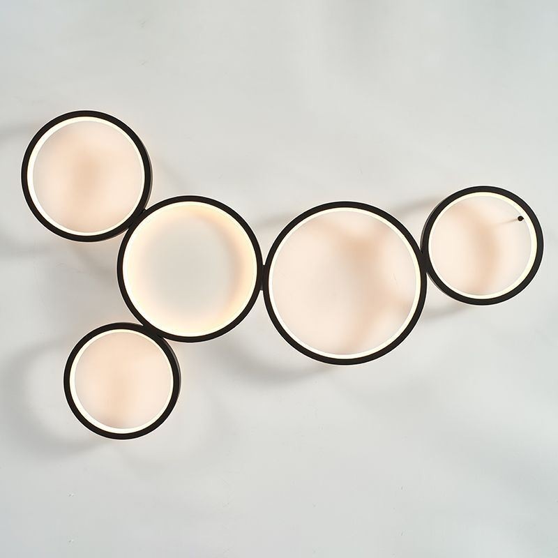 Plafoniera LED a filo moderna in alluminio 5 luci 60 W 80 x 50 x 6 cm