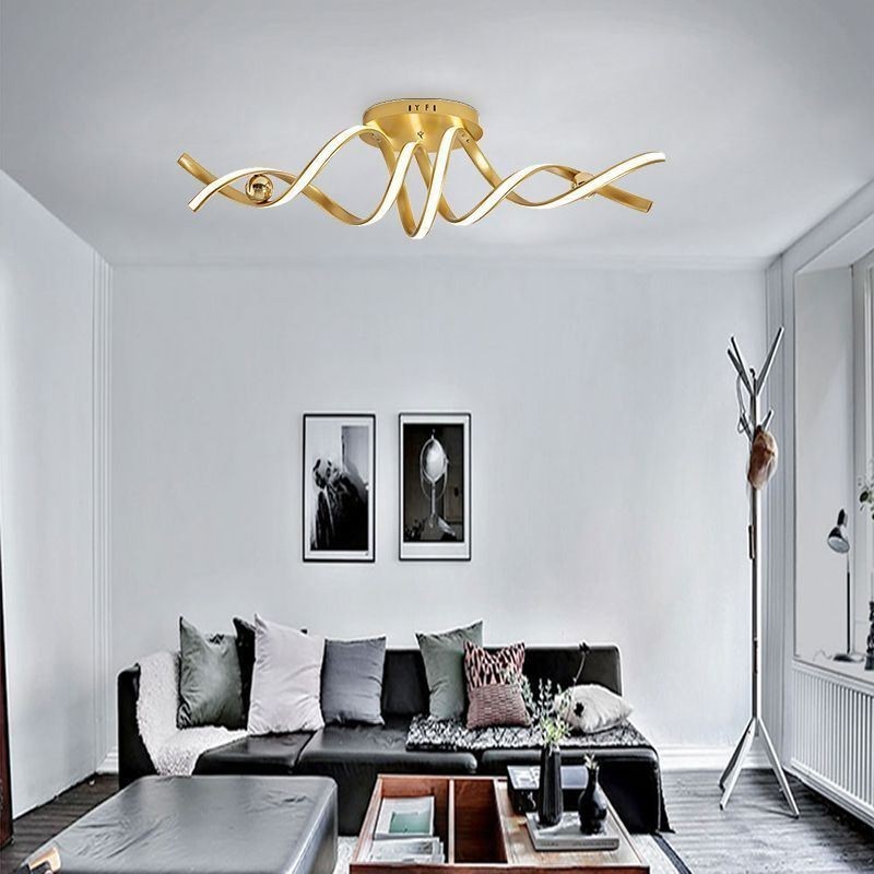 Plafoniera moderna a spirale in alluminio con montaggio a filo 2 luci LED 70 W