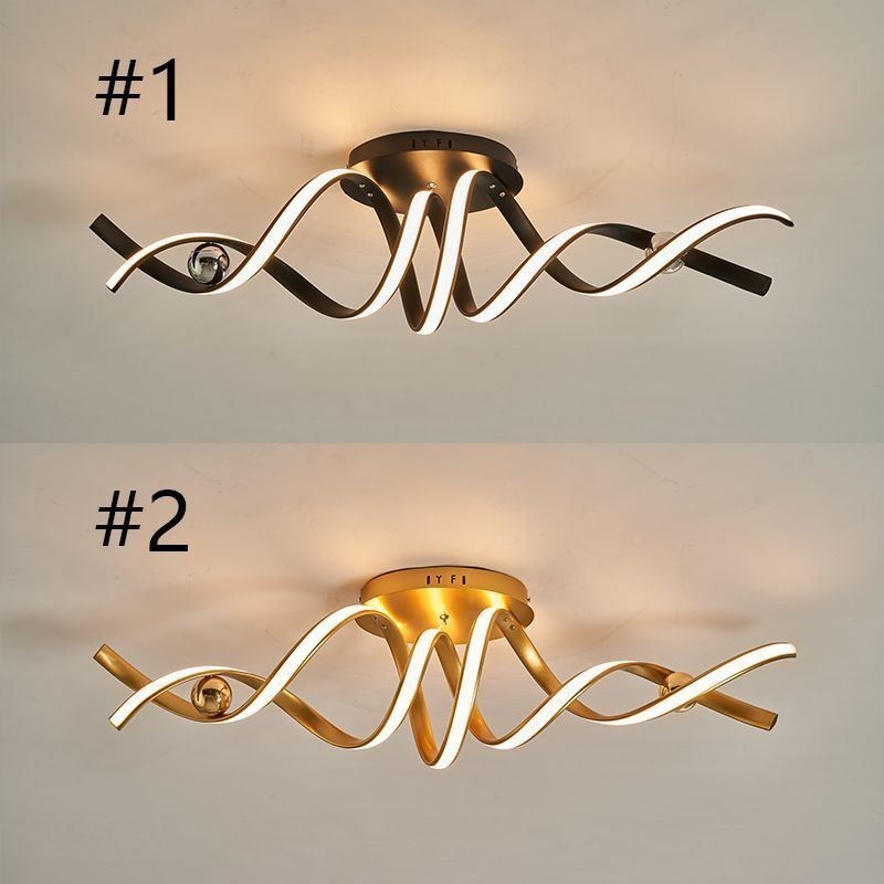 Plafoniera moderna a spirale in alluminio con montaggio a filo 2 luci LED 70 W