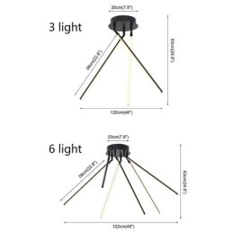 Plafoniera LED a filo a forma di mulino a vento in alluminio, 3/6 luci