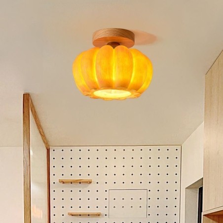 Plafoniera giapponese retrò a forma di zucca, montaggio a filo, 1 luce