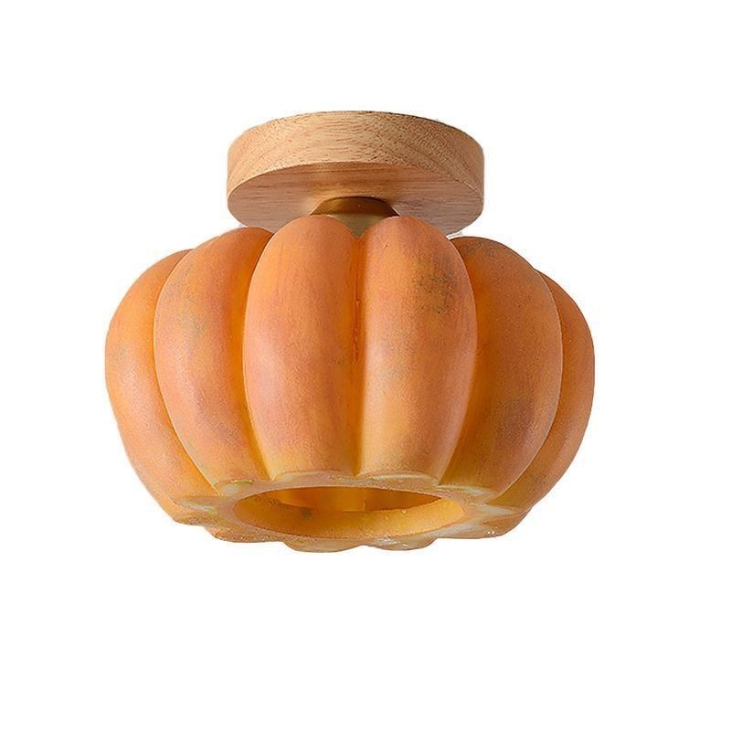 Plafoniera giapponese retrò a forma di zucca, montaggio a filo, 1 luce