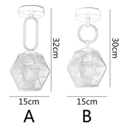 Plafoniera a filo moderna in vetro e ottone, E12/E14, 15×32 cm / 15×30 cm