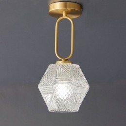 Plafoniera a filo moderna in vetro e ottone, E12/E14, 15×32 cm / 15×30 cm