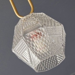 Plafoniera a filo moderna in vetro e ottone, E12/E14, 15×32 cm / 15×30 cm
