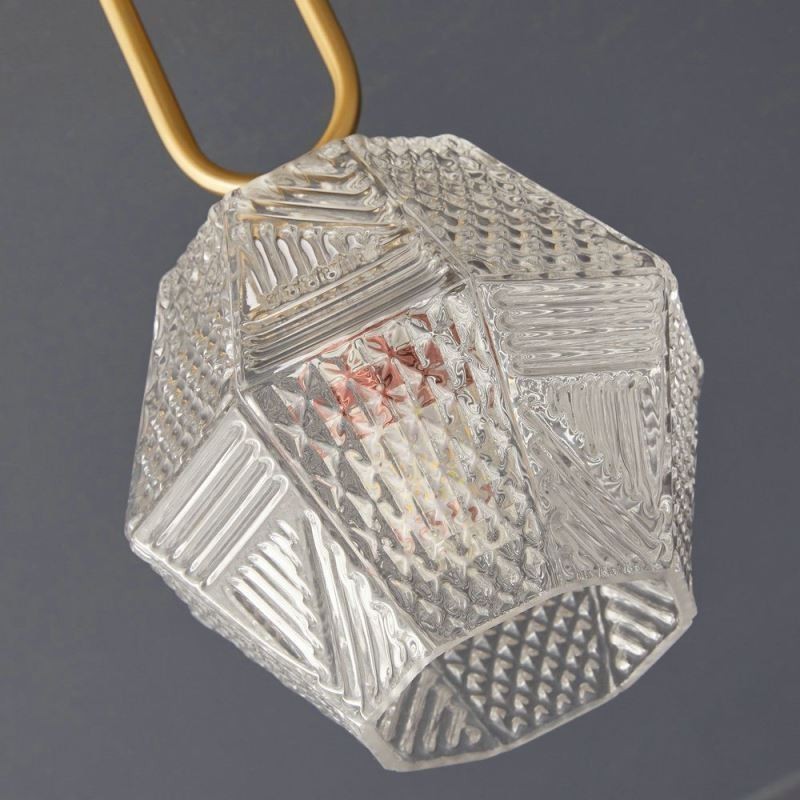 Plafoniera a filo moderna in vetro e ottone, E12/E14, 15×32 cm / 15×30 cm