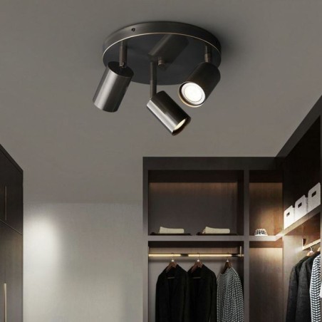Plafoniera LED da soffitto moderna a filo nera e dorata 3 luci 25 x 15 cm
