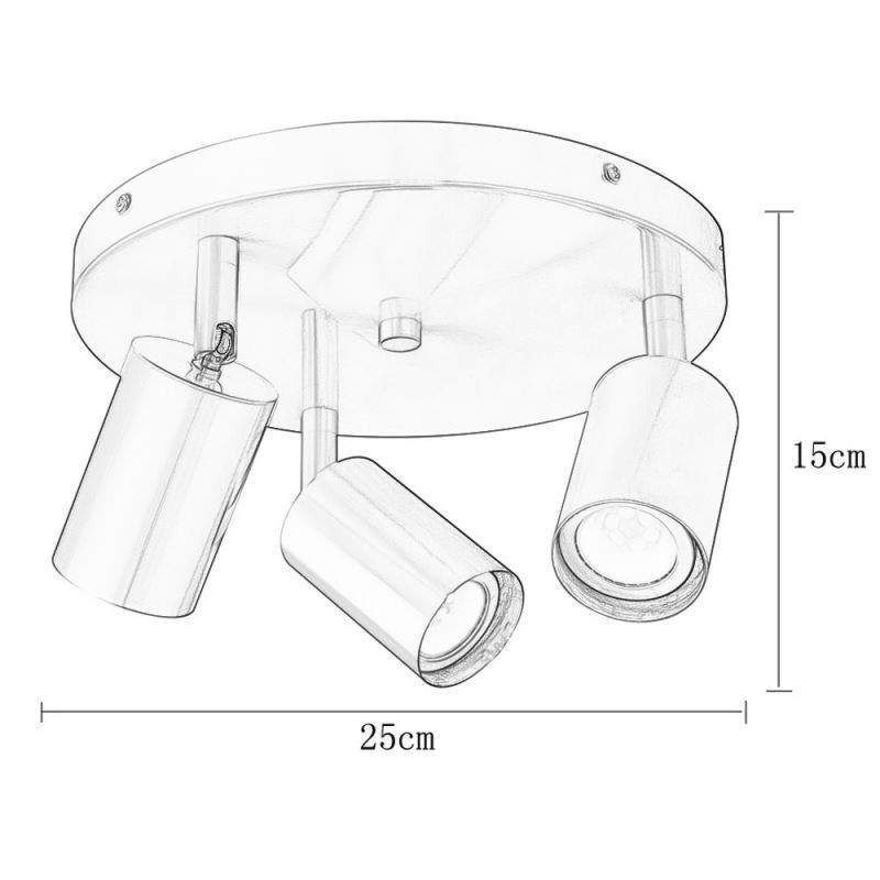 Plafoniera LED da soffitto moderna a filo nera e dorata 3 luci 25 x 15 cm
