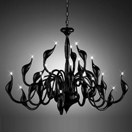 Lampadario moderno nero dipinto 24 luci G4