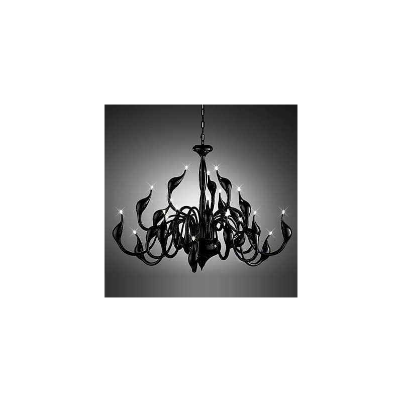 Lampadario moderno nero dipinto 24 luci G4