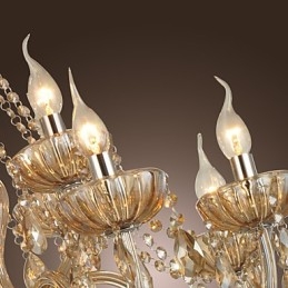 Lampadario in cristallo a 2 livelli per soggiorno, 12 luci, beige