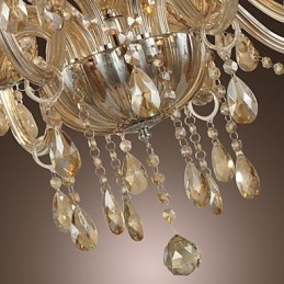 Lampadario in cristallo a 2 livelli per soggiorno, 12 luci, beige