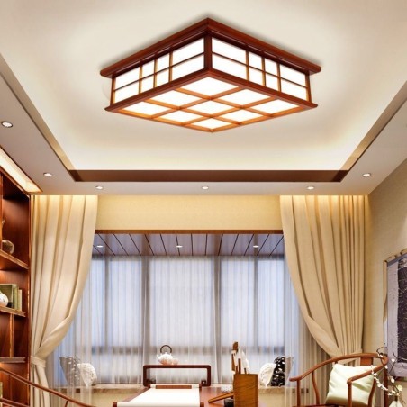Lampada da soffitto a filo in legno stile retrò cinese
