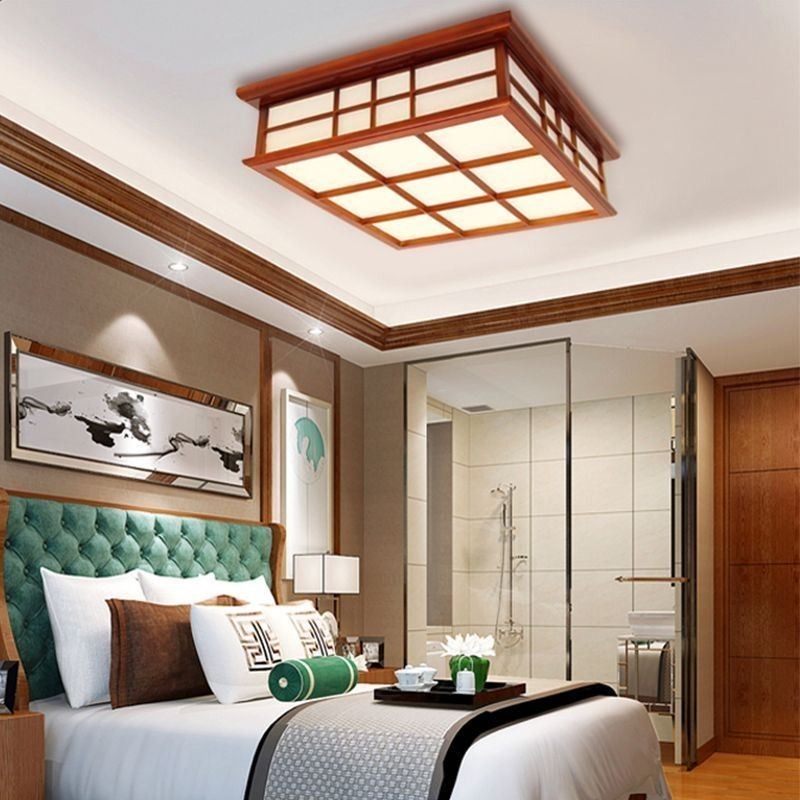 Lampada da soffitto a filo in legno stile retrò cinese