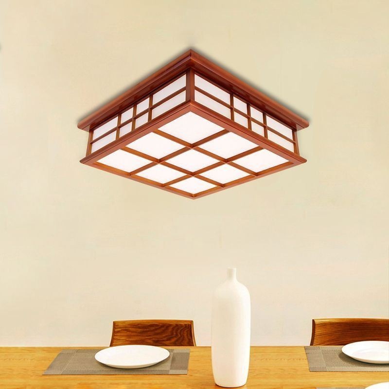 Lampada da soffitto a filo in legno stile retrò cinese